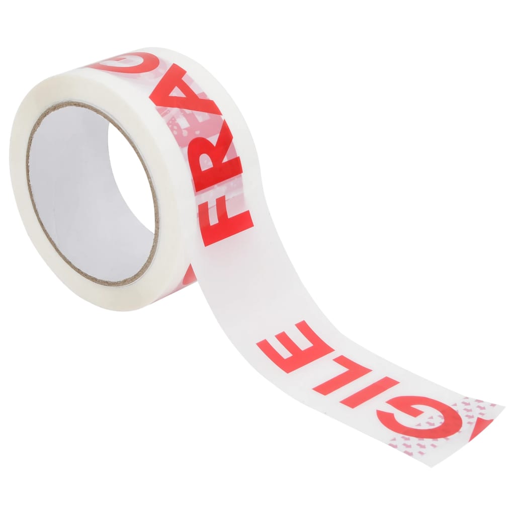 vidaXL Packaging Tape 36 pcs FRAGILE Printed White 48 mm x 66 m