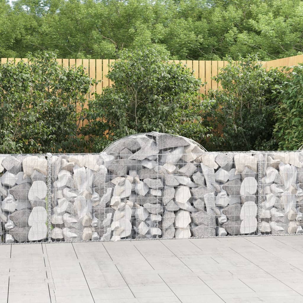 vidaXL Arched Gabion Baskets 50 pcs 200x30x80/100 cm Galvanised Iron