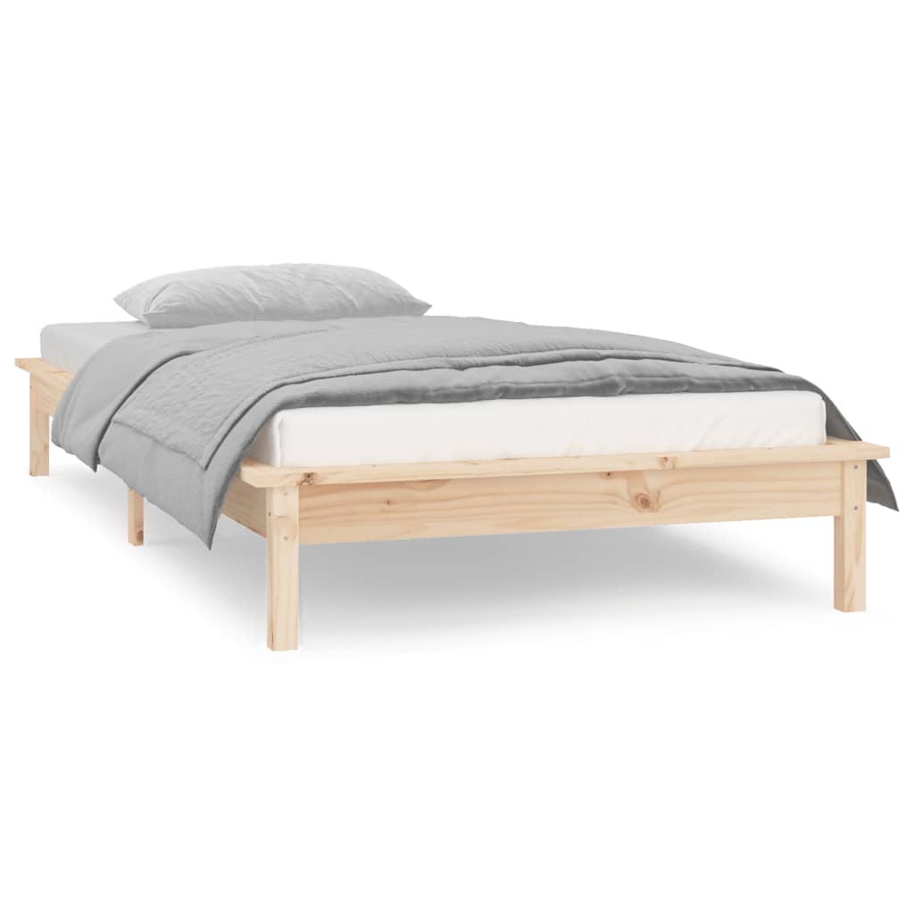 vidaXL LED Bed Frame without Mattress 90x190 cm Single Solid Wood