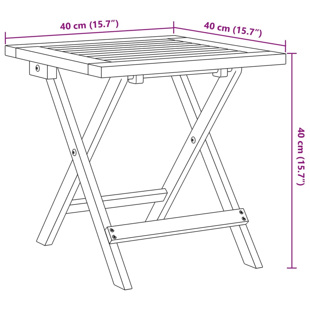 vidaXL Folding Garden Chairs 2 pcs with Table Black Solid Wood