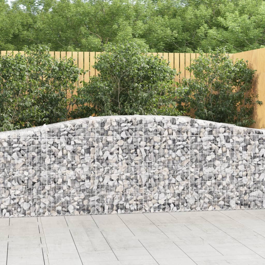 vidaXL Arched Gabion Baskets 7 pcs 400x50x80/100 cm Galvanised Iron