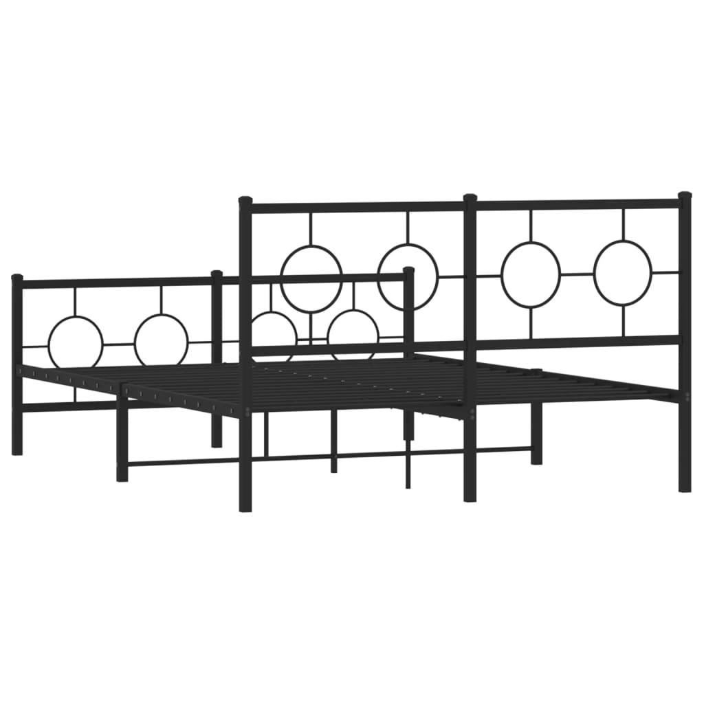 vidaXL Metal Bed Frame without Mattress with Footboard Black 140x200 cm