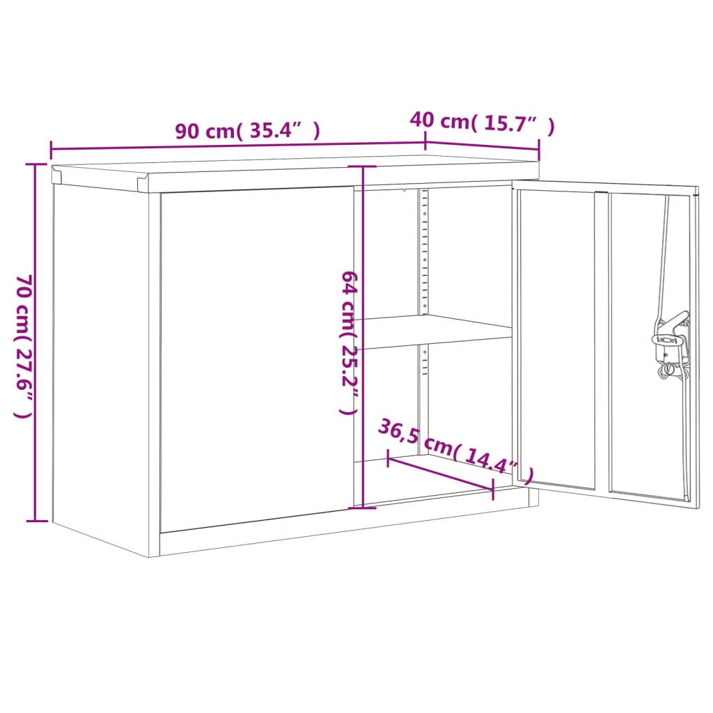 vidaXL File Cabinet White 90x40x70 cm Steel