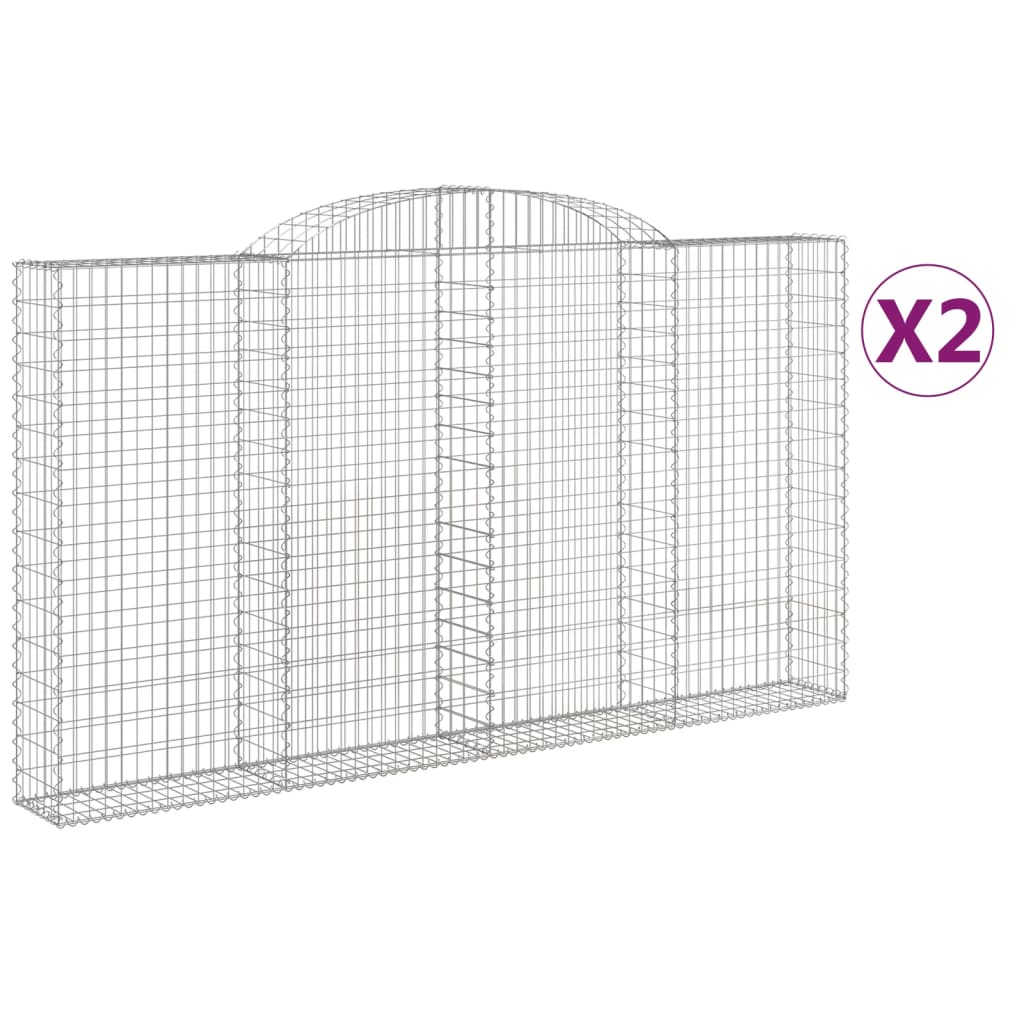 vidaXL Arched Gabion Baskets 2 pcs 300x30x160/180 cm Galvanised Iron