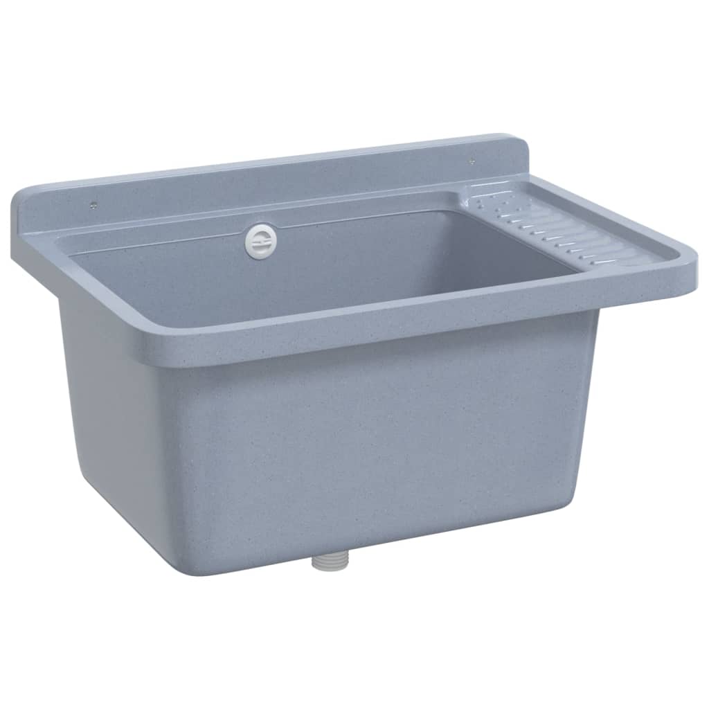 vidaXL Sink Washbasin for Wall Mounting Grey 60x40x28 cm Resin