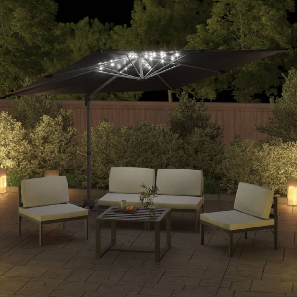 vidaXL LED Cantilever Garden Parasol Black 400x300 cm