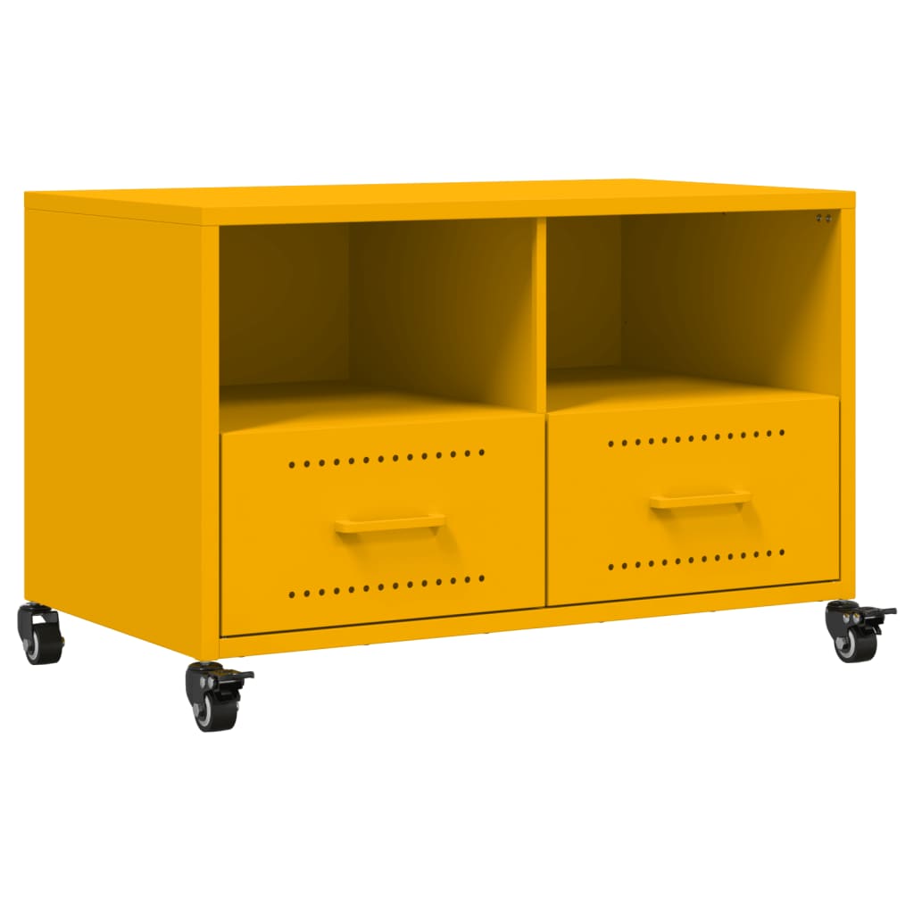 vidaXL TV Cabinet Mustard Yellow 68x39x43.5 cm Steel