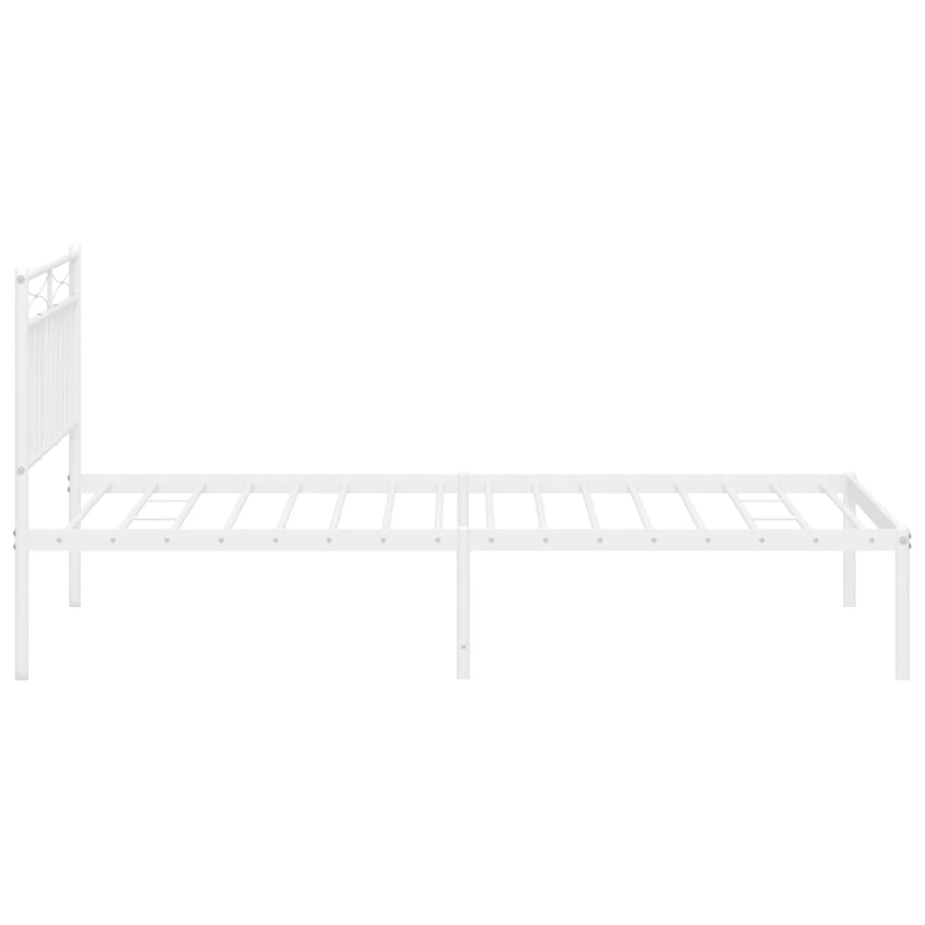 vidaXL Metal Bed Frame without Mattress with Headboard White 107x203 cm