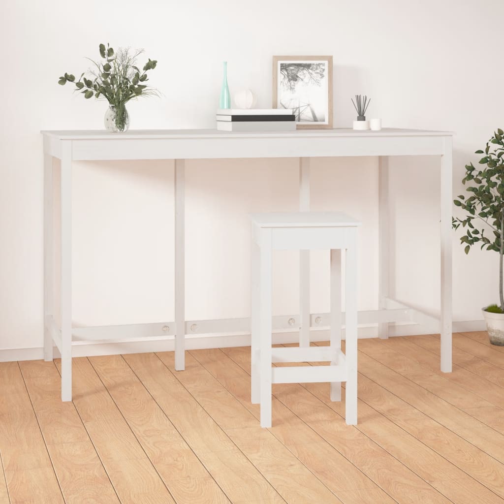 vidaXL Bar Table White 180x80x110 cm Solid Wood Pine