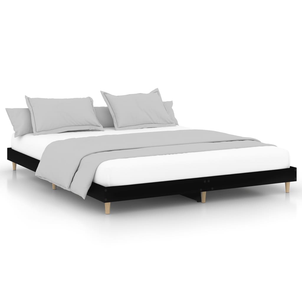 vidaXL Bed Frame without Mattress Black 150x200 cm King Size Engineered Wood