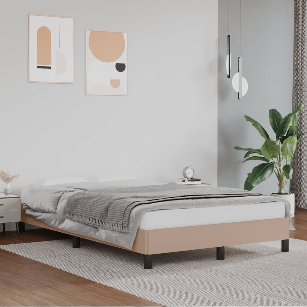 vidaXL Bed Frame without Mattress Cappuccino 120x190 cm Small Double Faux Leather