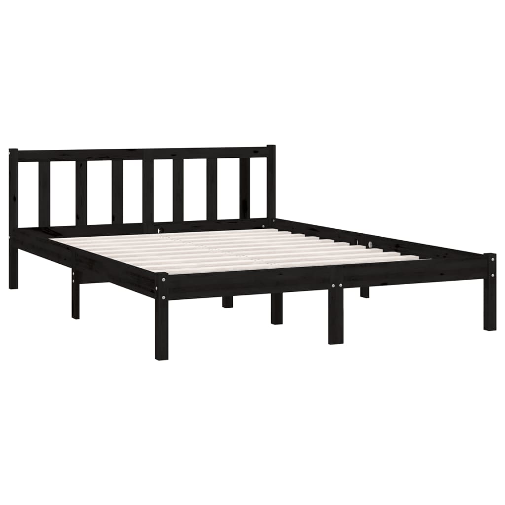 vidaXL Bed Frame without Mattress Black Solid Wood 120x200 cm