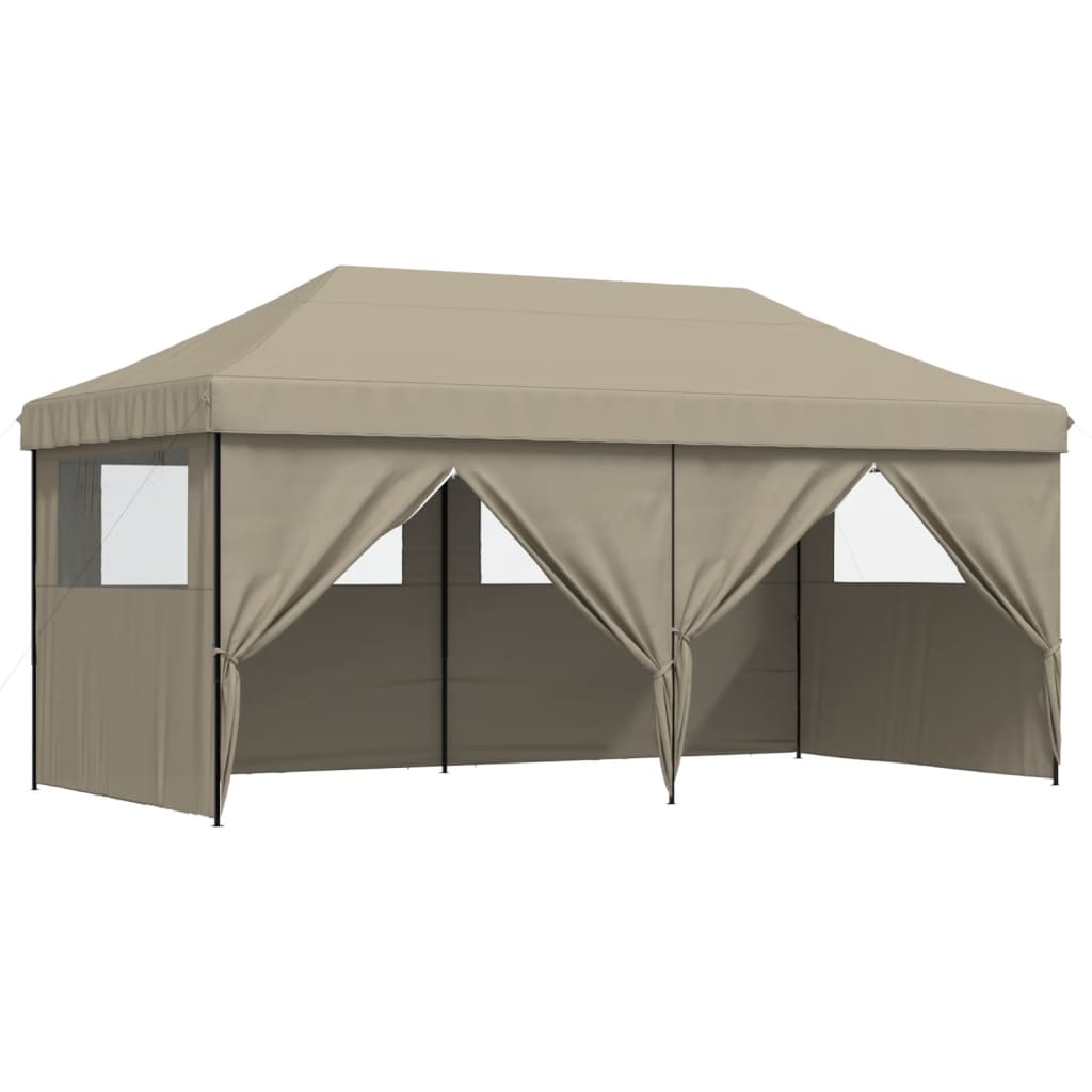 vidaXL Foldable Party Tent Pop-Up with 4 Sidewalls Taupe