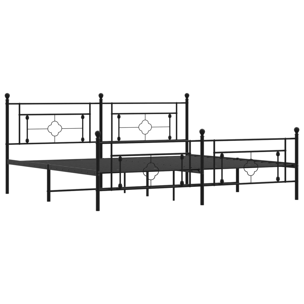 vidaXL Metal Bed Frame without Mattress with Footboard Black 193x203 cm