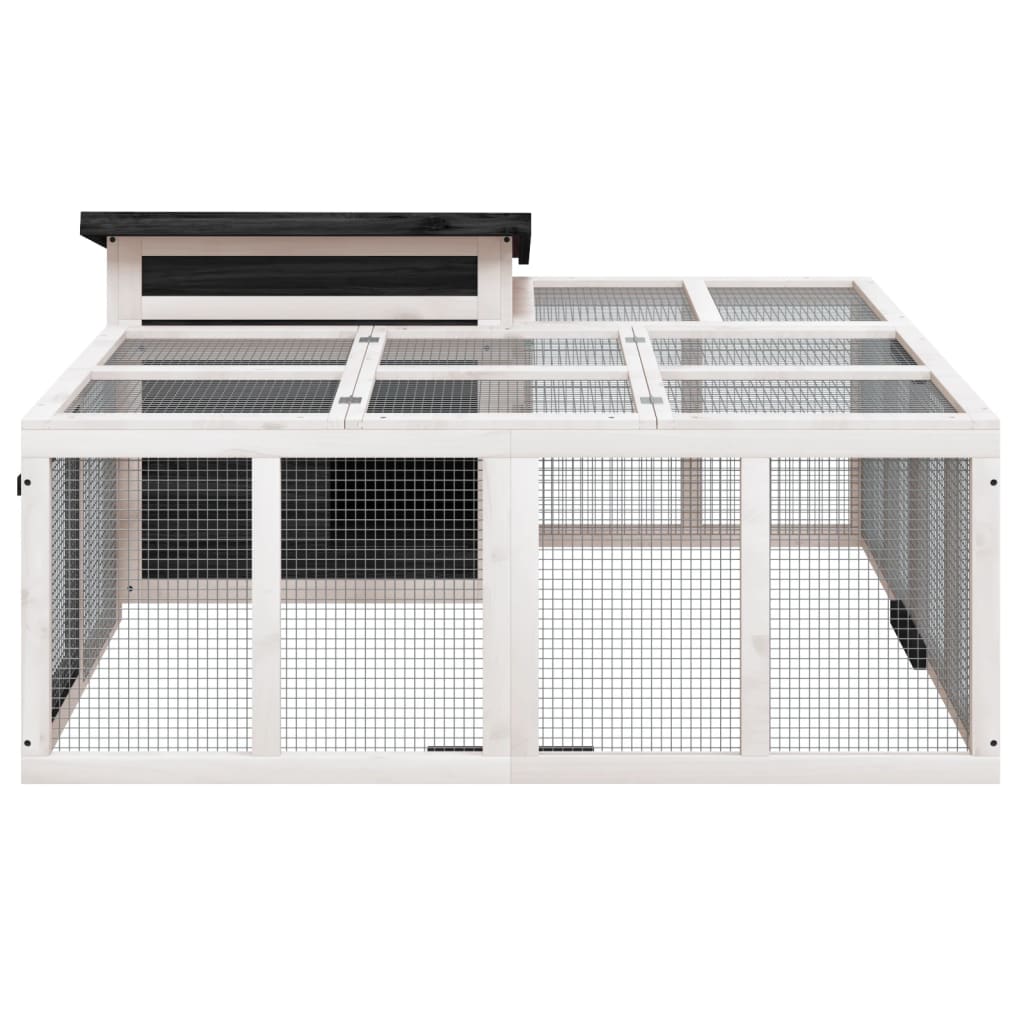 vidaXL Rabbit Hutch Grey 144x123x67.5 cm Solid Wood Pine