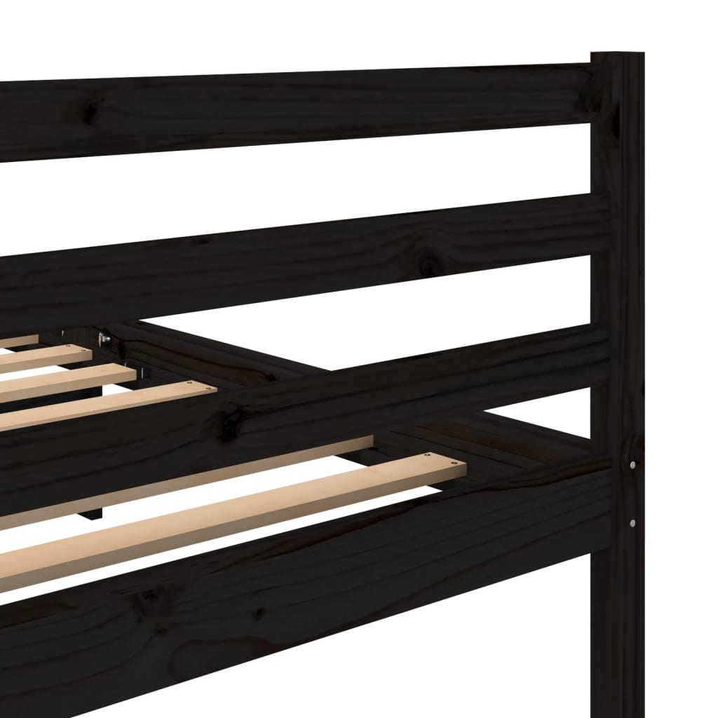 vidaXL Bed Frame without Mattress Black Solid Wood 120x200 cm (810429+814188)