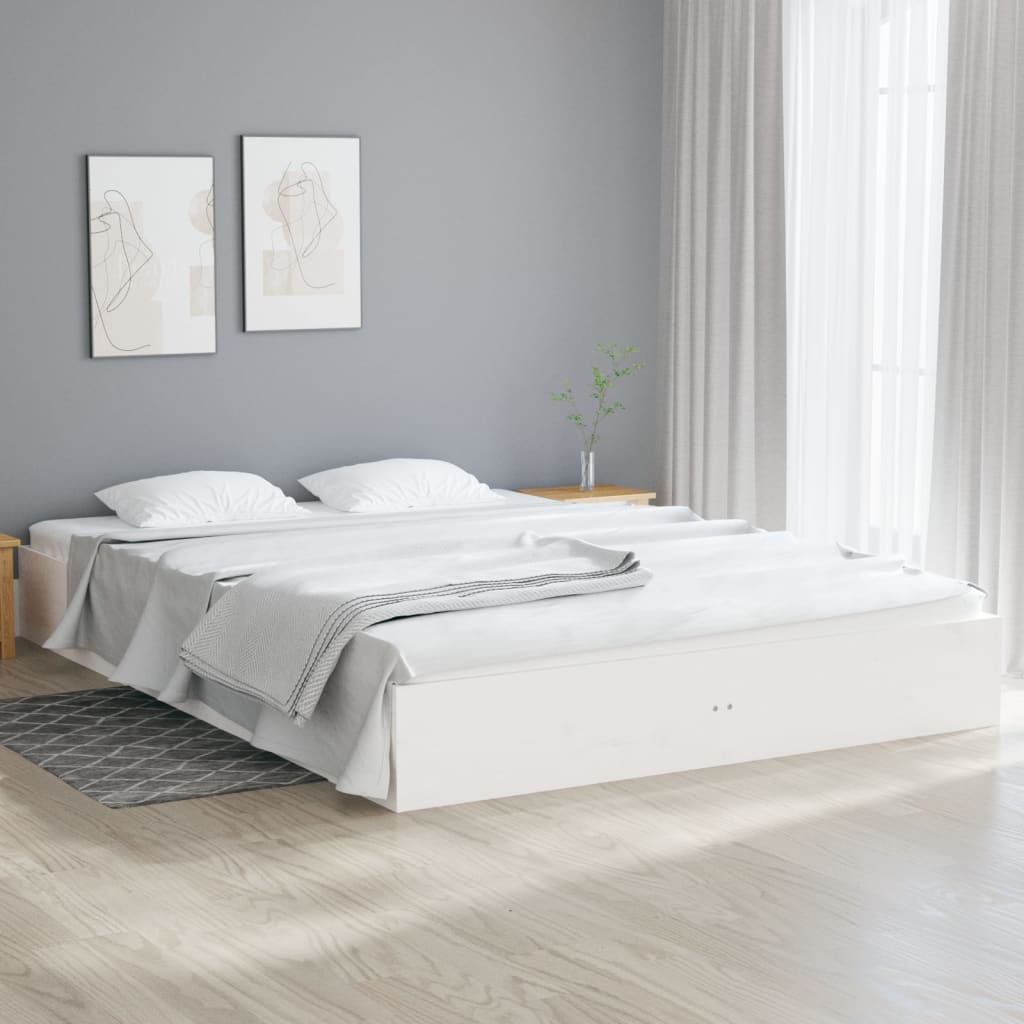 vidaXL Bed Frame without Mattress White Solid Wood 120x200 cm