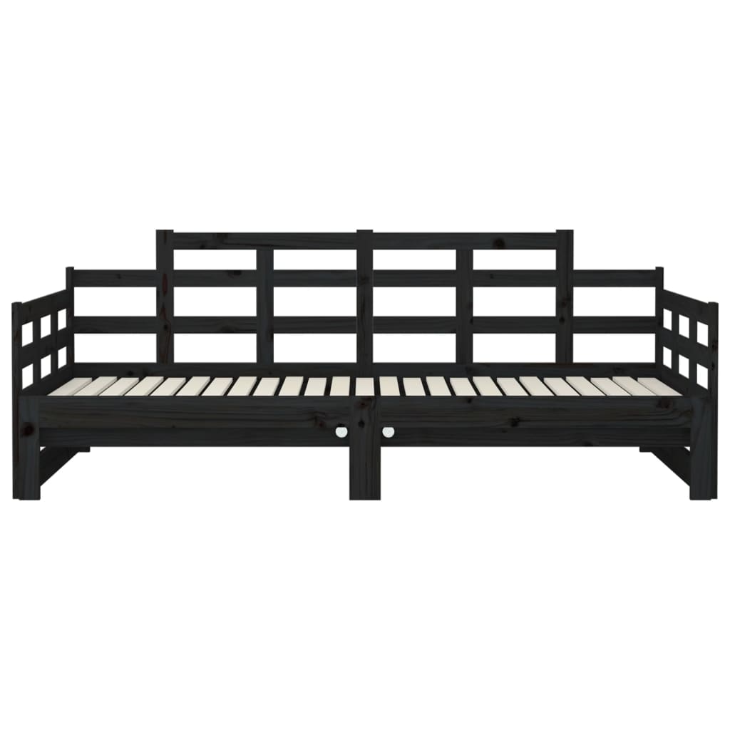 vidaXL Pull-out Day Bed without Mattress Black Solid Wood Pine 2x cm