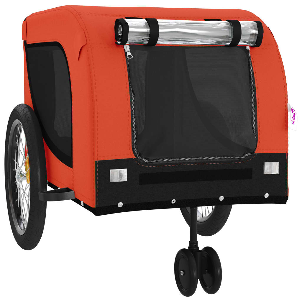 vidaXL Pet Bike Trailer Orange and Black Oxford Fabric and Iron