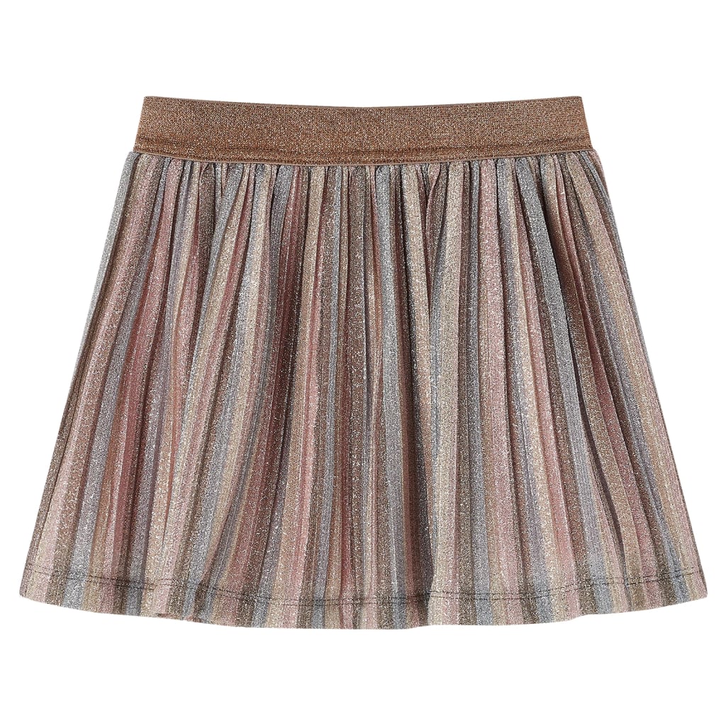 Kids' Pleated Skirt with Glitters Brown and Pink 128