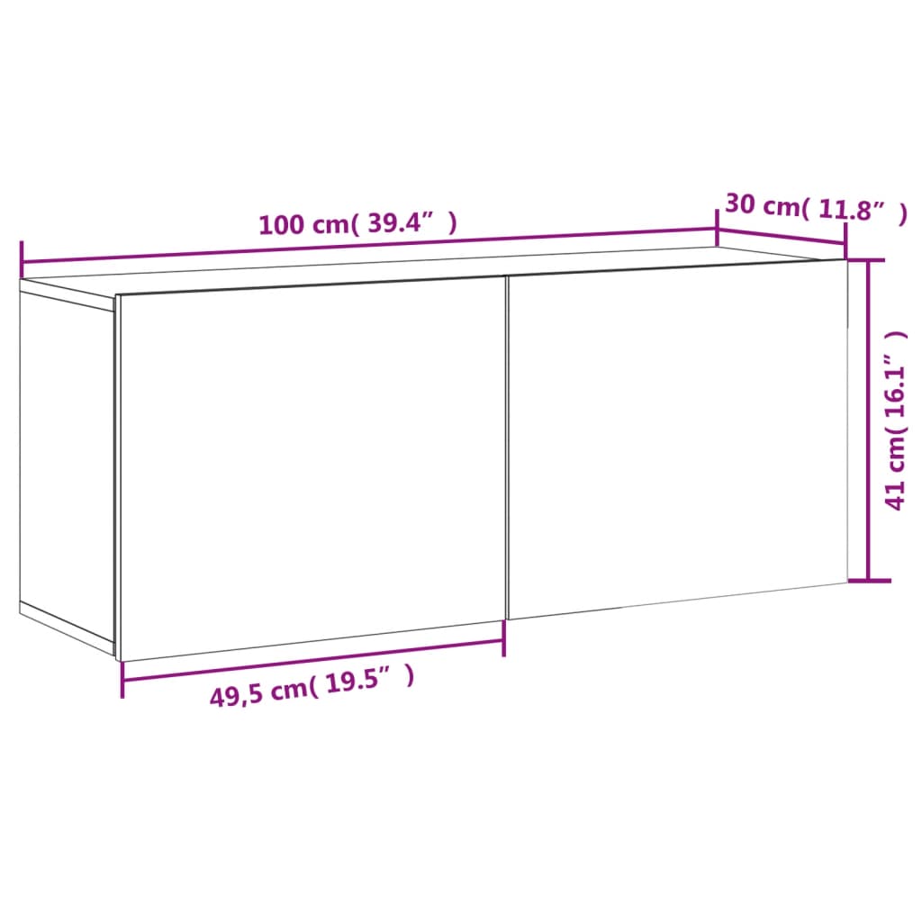 vidaXL TV Cabinet Wall-mounted Concrete Grey 100x30x41 cm