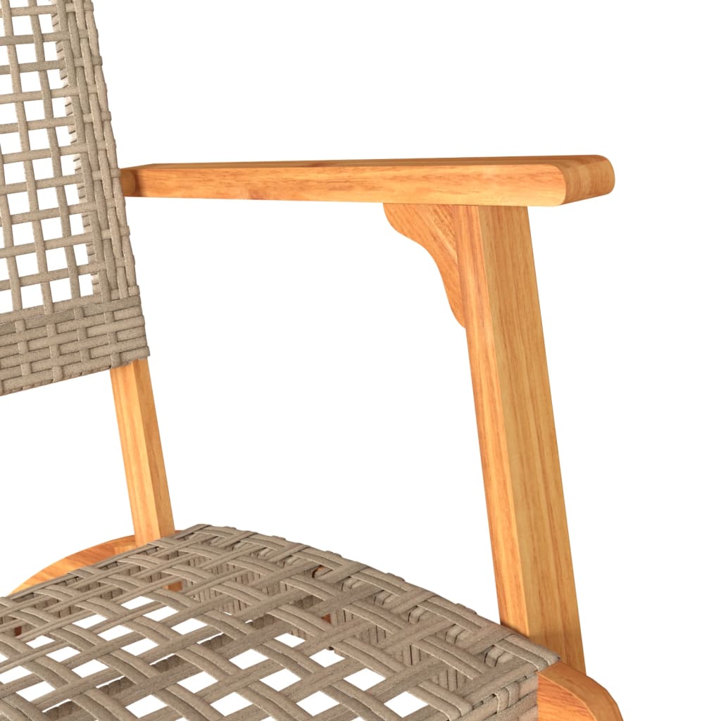 vidaXL Garden Chairs 2 pcs Beige Poly Rattan and Acacia Wood