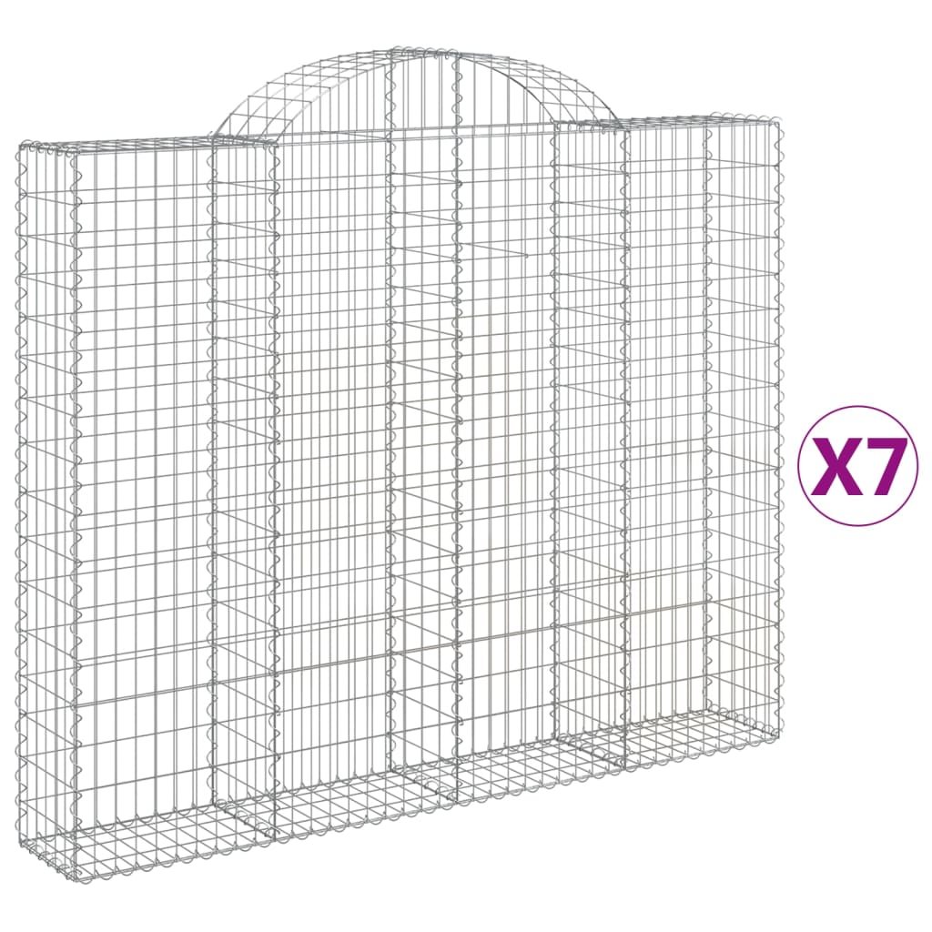 vidaXL Arched Gabion Baskets 7 pcs 200x30x160/180 cm Galvanised Iron