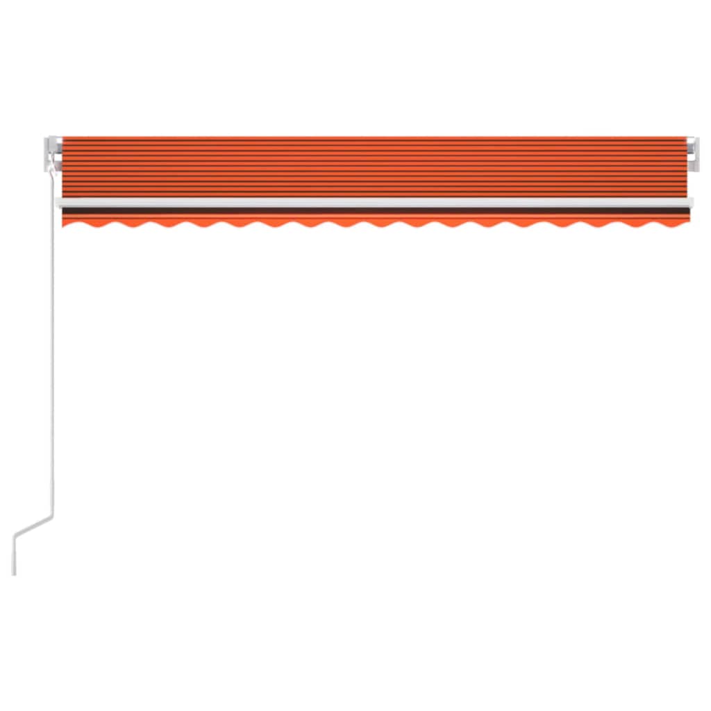 vidaXL Manual Retractable Awning with LED 400x350 cm Orange and Brown