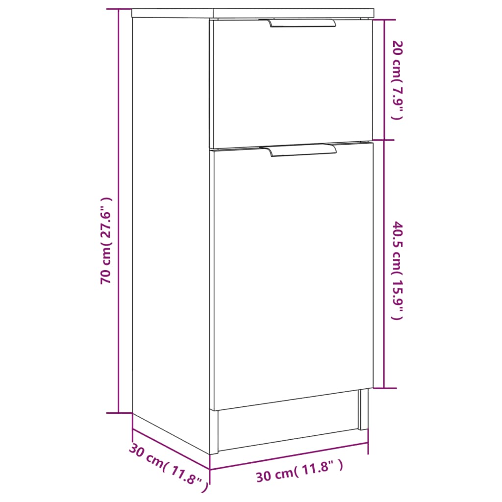 vidaXL Sideboard High Gloss White 30x30x70 cm Engineered Wood