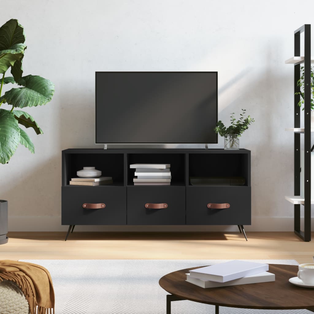 vidaXL TV Cabinet Black 102x36x50 cm Engineered Wood