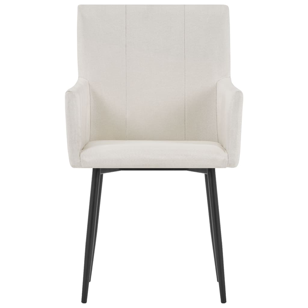 vidaXL Dining Chairs with Armrests 2 pcs Cream Fabric