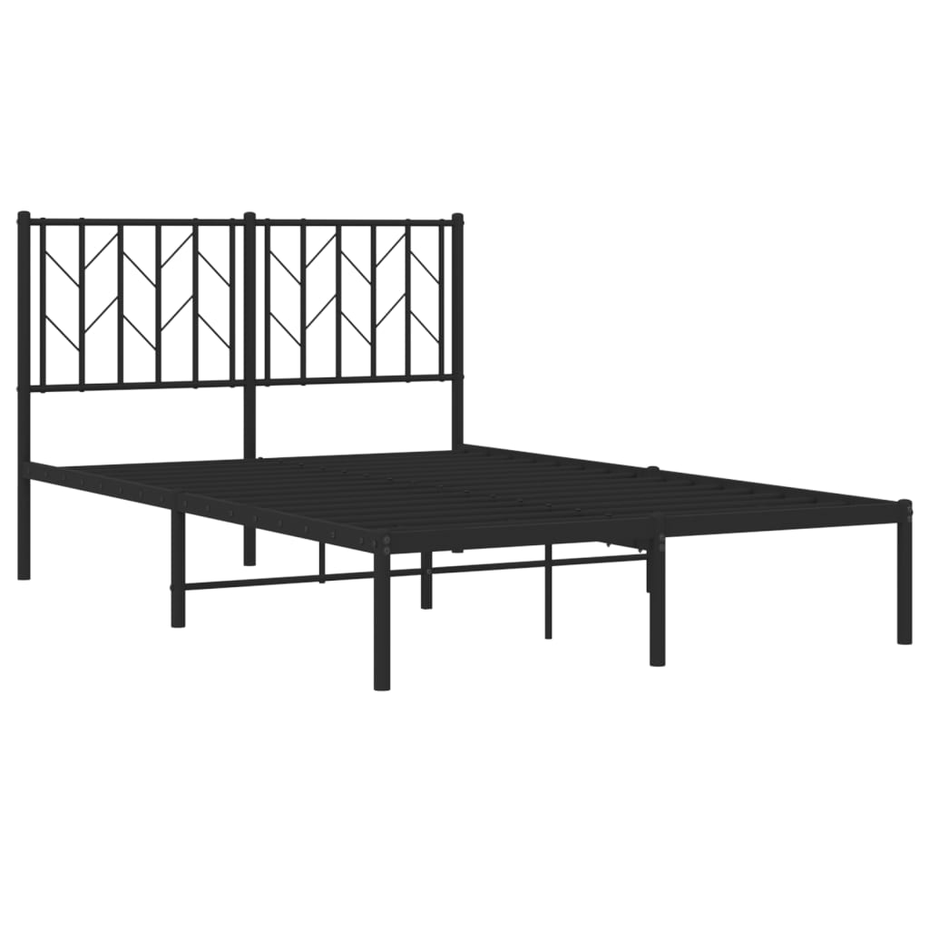 vidaXL Metal Bed Frame without Mattress with Headboard Black 120x190 cm Small Double