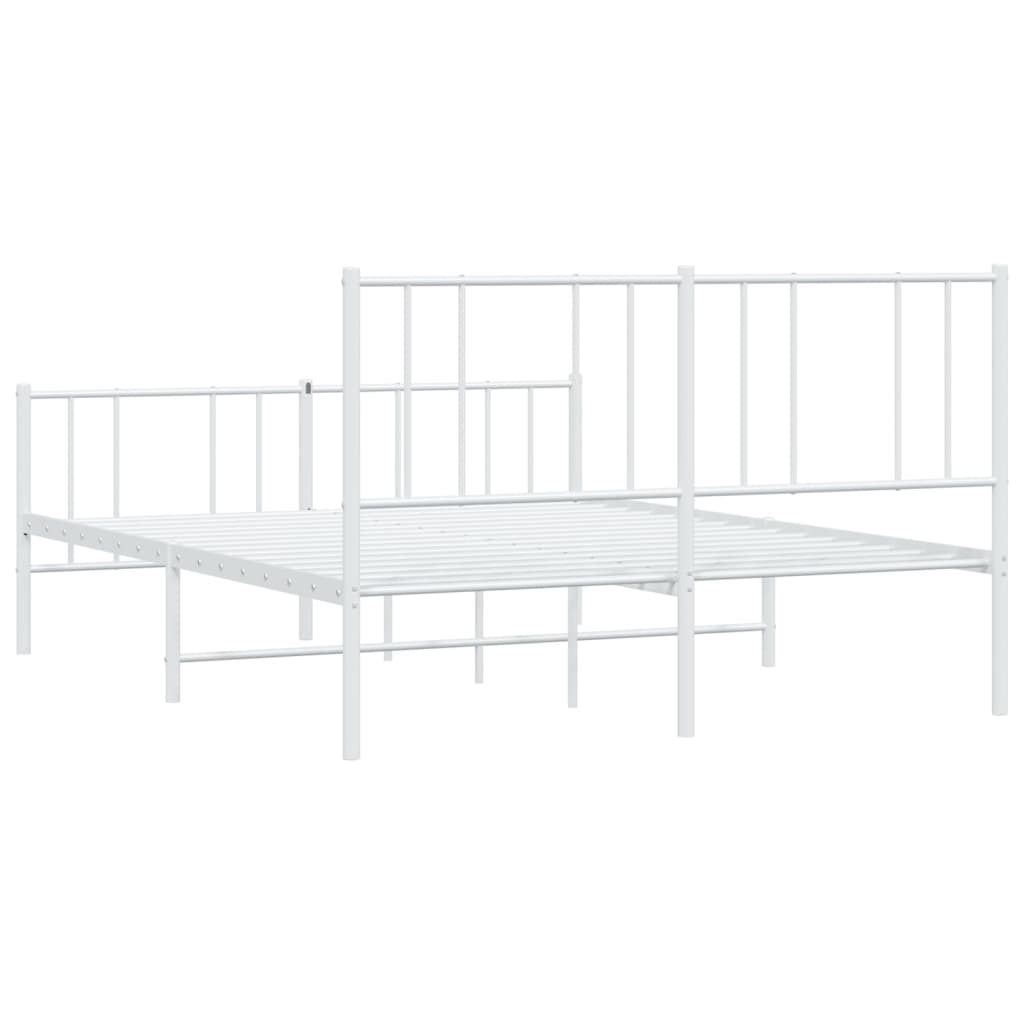 vidaXL Metal Bed Frame without Mattress with Footboard White 120x190 cm Small Double