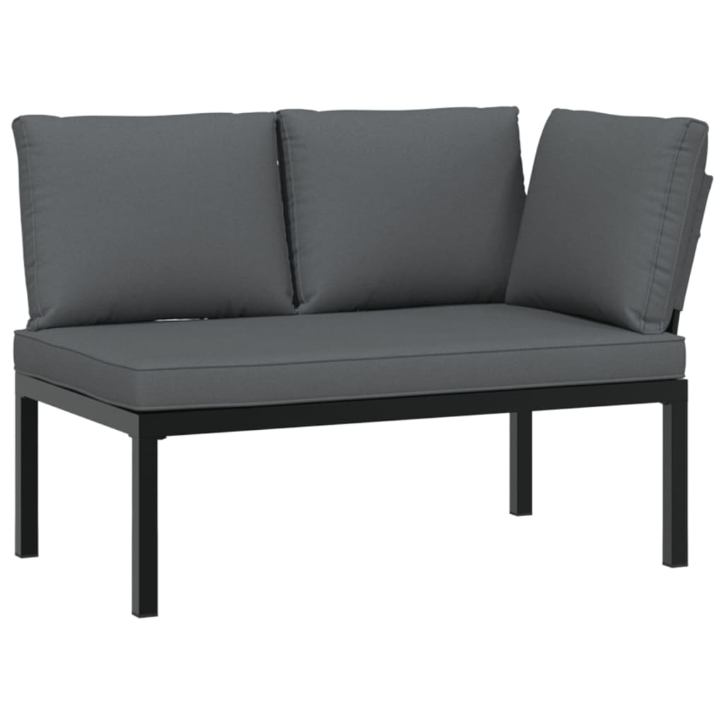 vidaXL 3 Piece Garden Sofa Set with Cushions Black Aluminium