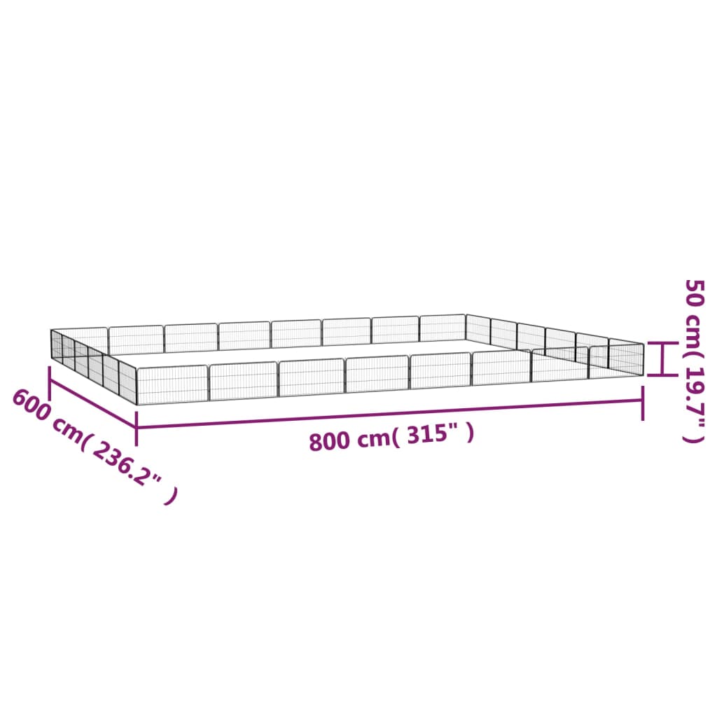 vidaXL 28-Panel Dog Playpen Black 100x50 cm Powder-coated Steel