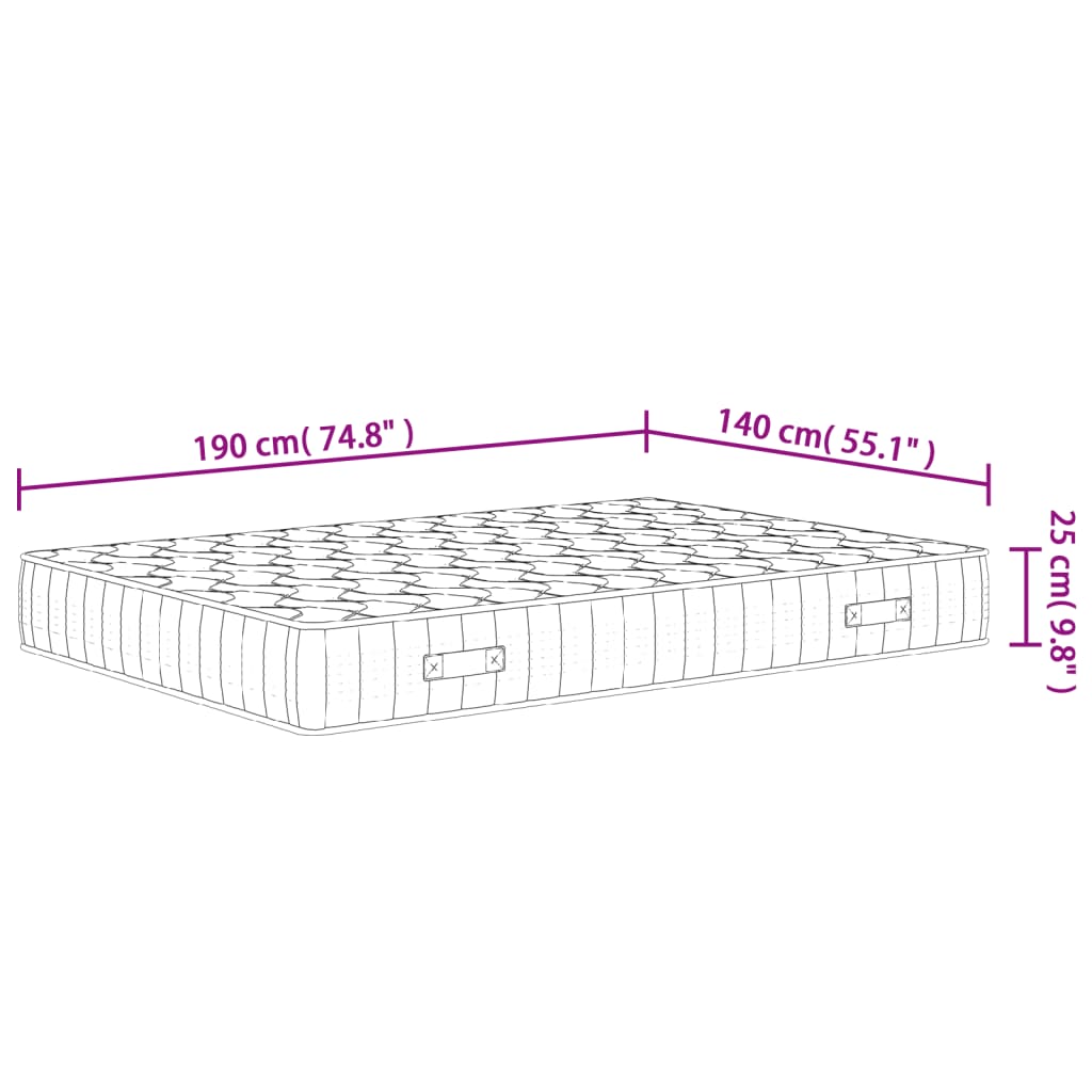 vidaXL Pocket Spring Mattress Medium Firm 140x190 cm