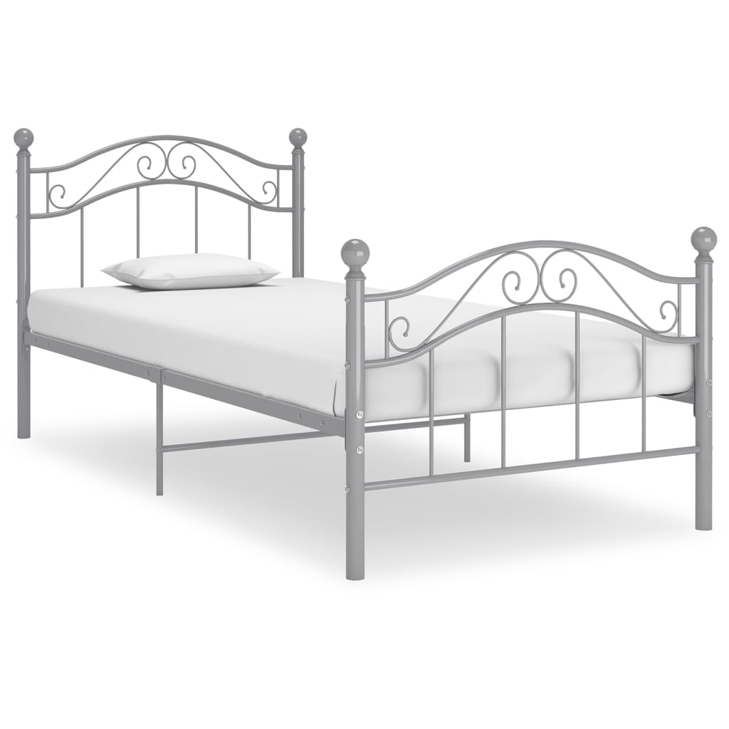 vidaXL Bed Frame without Mattress Grey Metal 90x200 cm