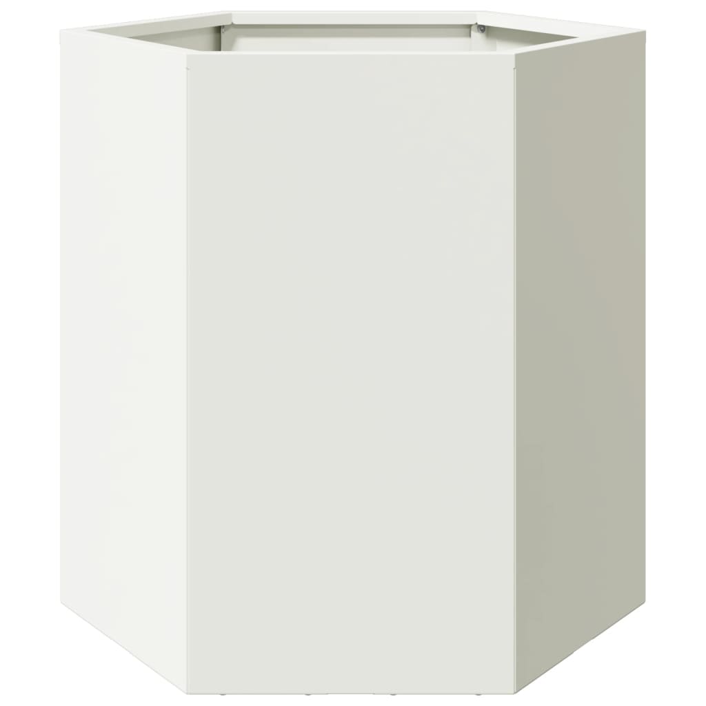 vidaXL Garden Planter White Hexagon 46x40x45 cm Steel