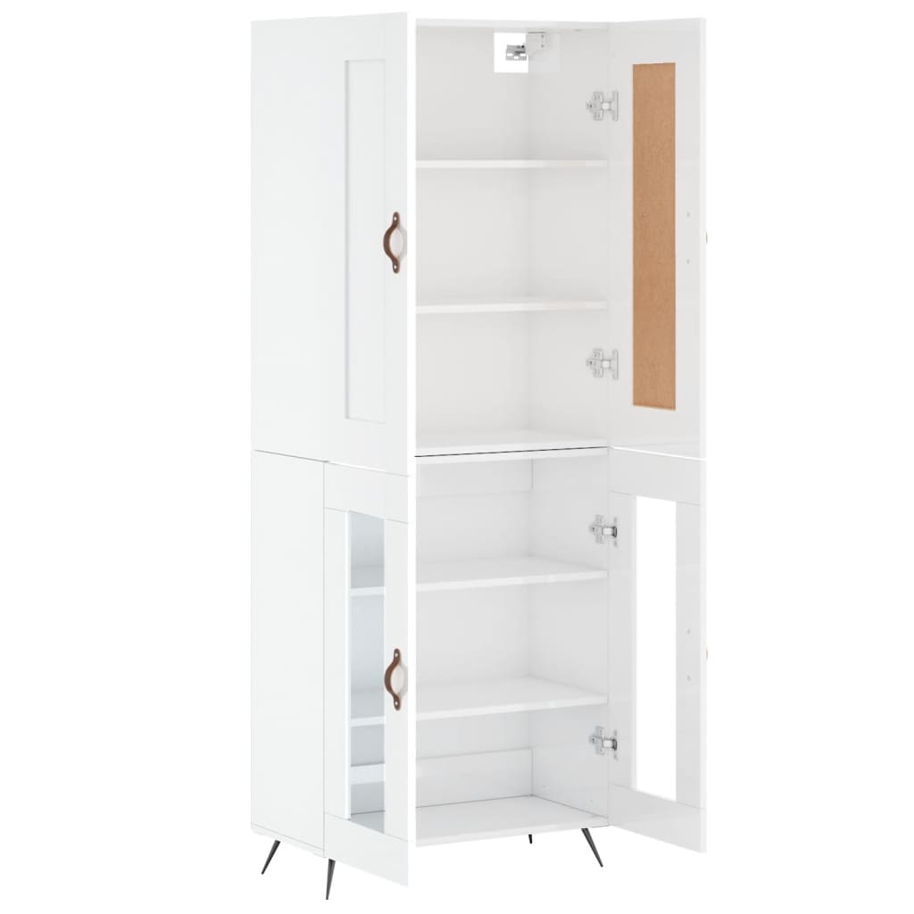 vidaXL Highboard High Gloss White 69.5x34x180 cm Engineered Wood