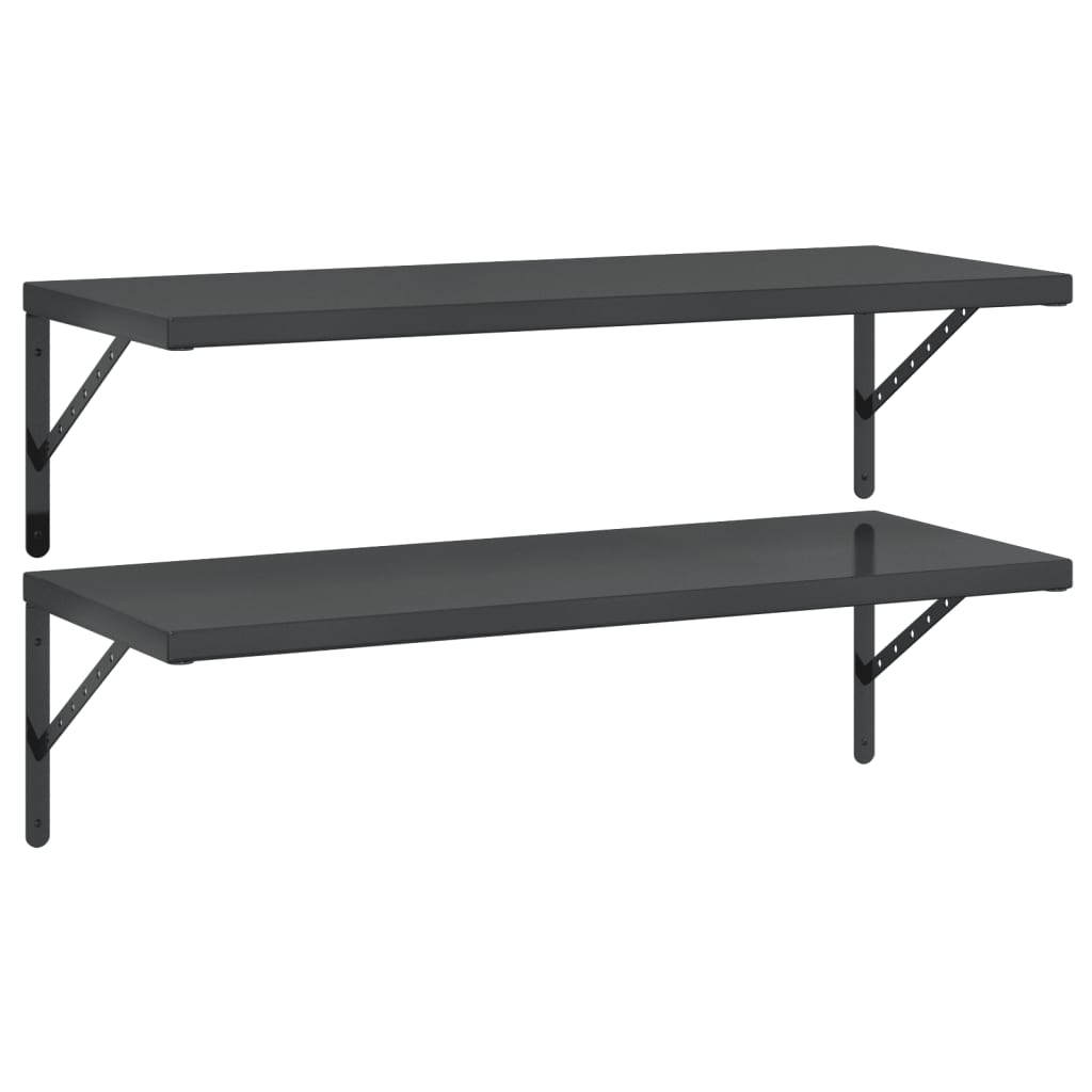 vidaXL Wall Shelves 2 pcs 100x40 cm Black Stainless Steel