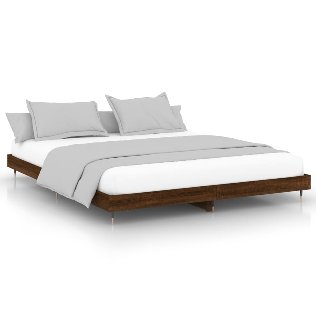 vidaXL Bed Frame without Mattress Brown Oak 160x200 cm Engineered Wood