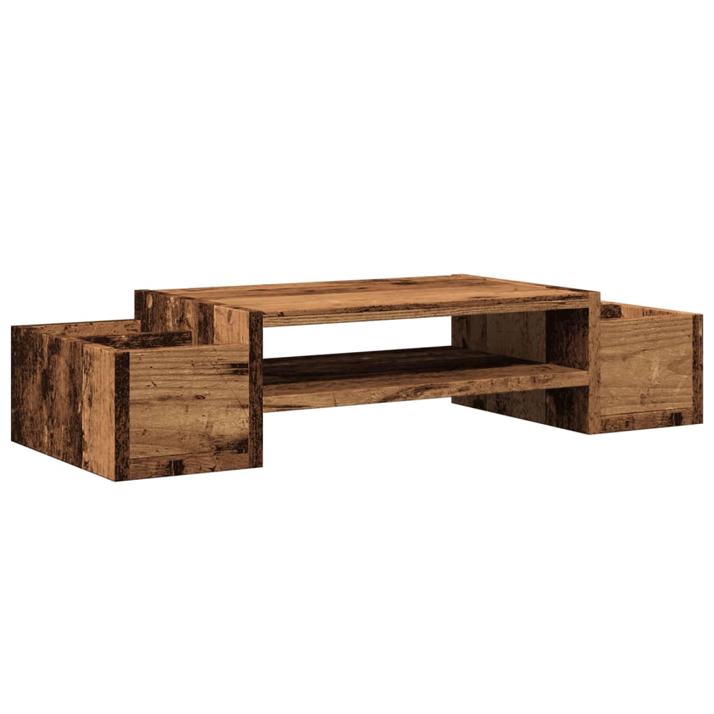 vidaXL Monitor Stand with Storage Old Wood 70x27x15 cm Engineered Wood