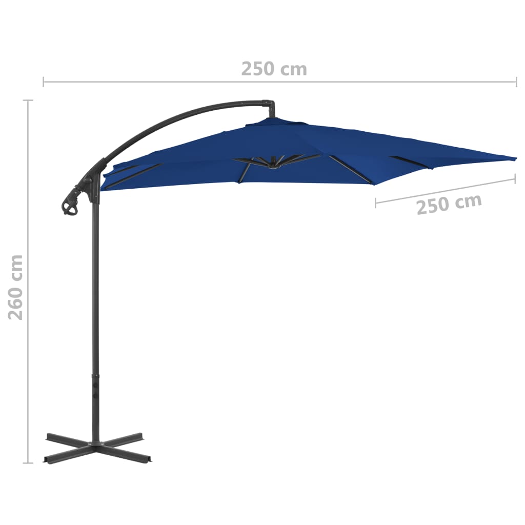 vidaXL Cantilever Garden Parasol with Steel Pole 250x250 cm Azure