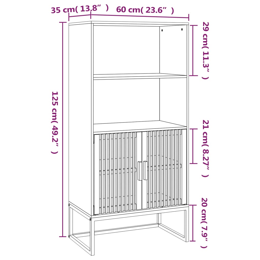 vidaXL Highboard 60x35x125 cm Engineered Wood