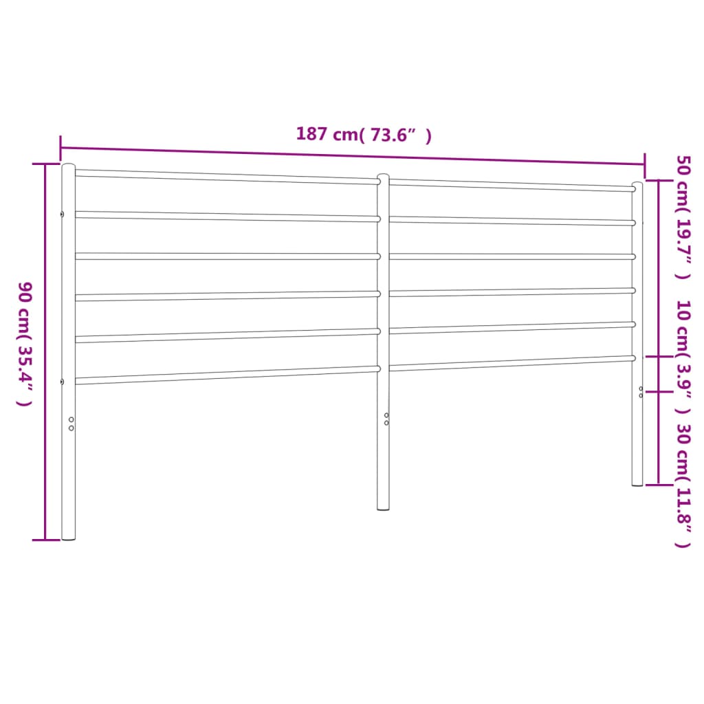 vidaXL Metal Headboard White 180 cm