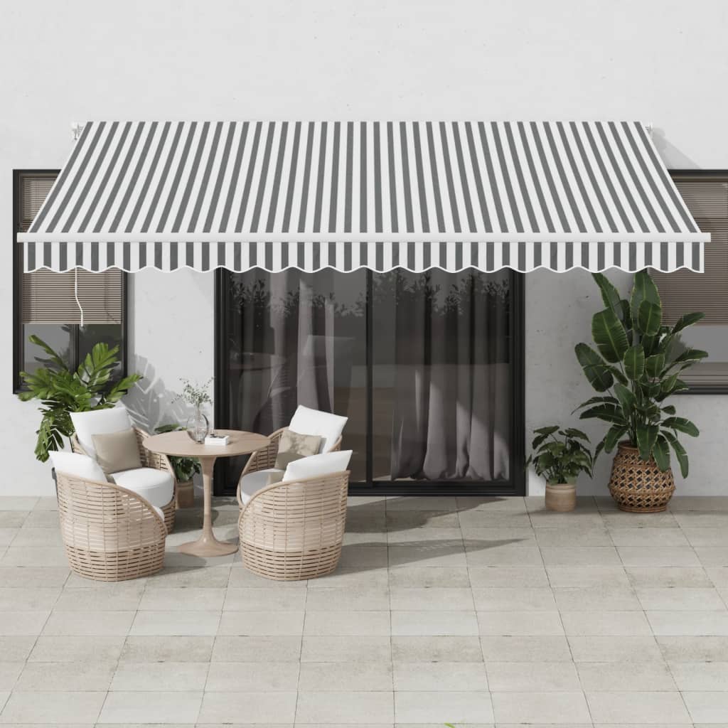 vidaXL Manual Retractable Awning with LED Anthracite&White 450x300 cm