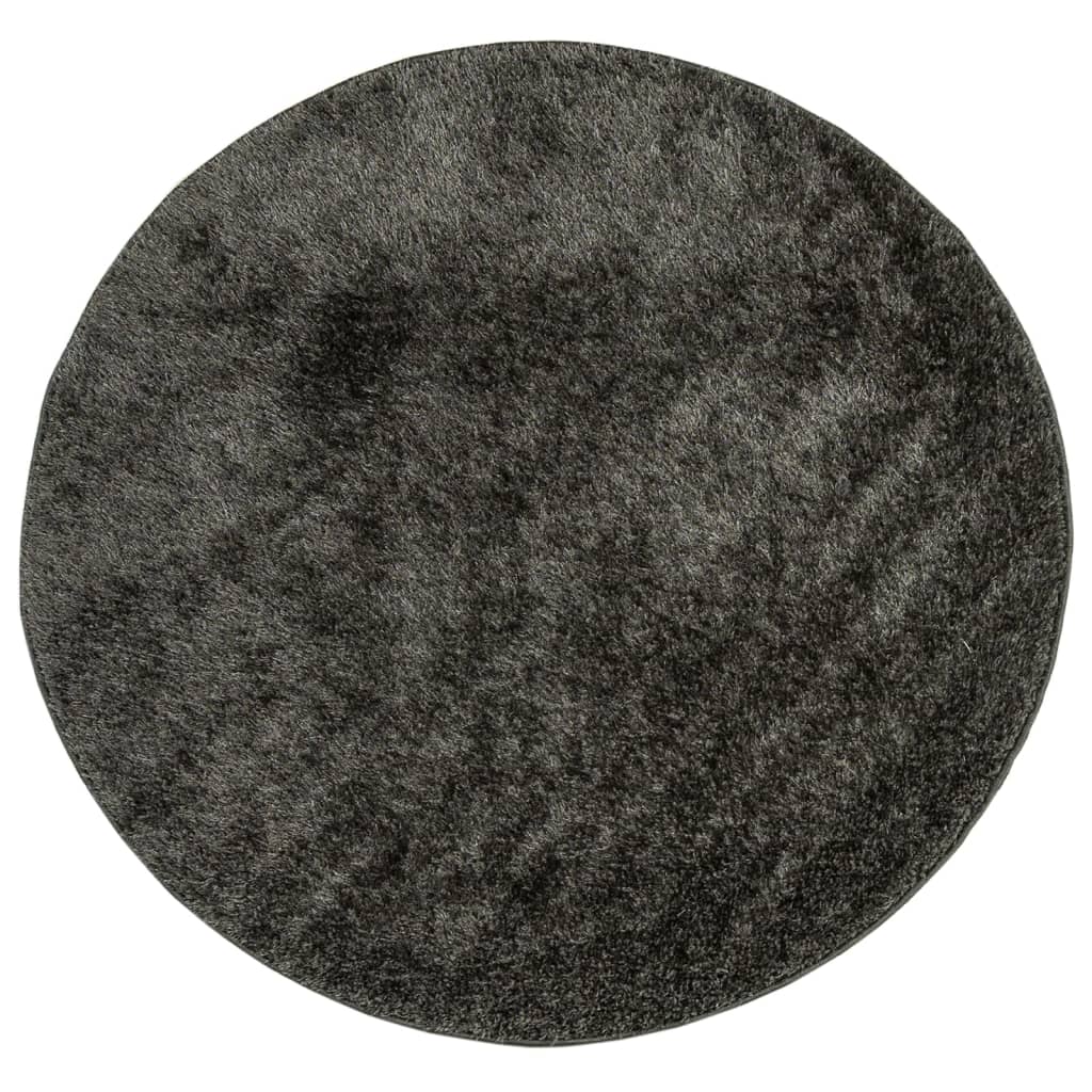 vidaXL Rug ISTAN High Pile Shiny Look Anthracite Ø 120 cm