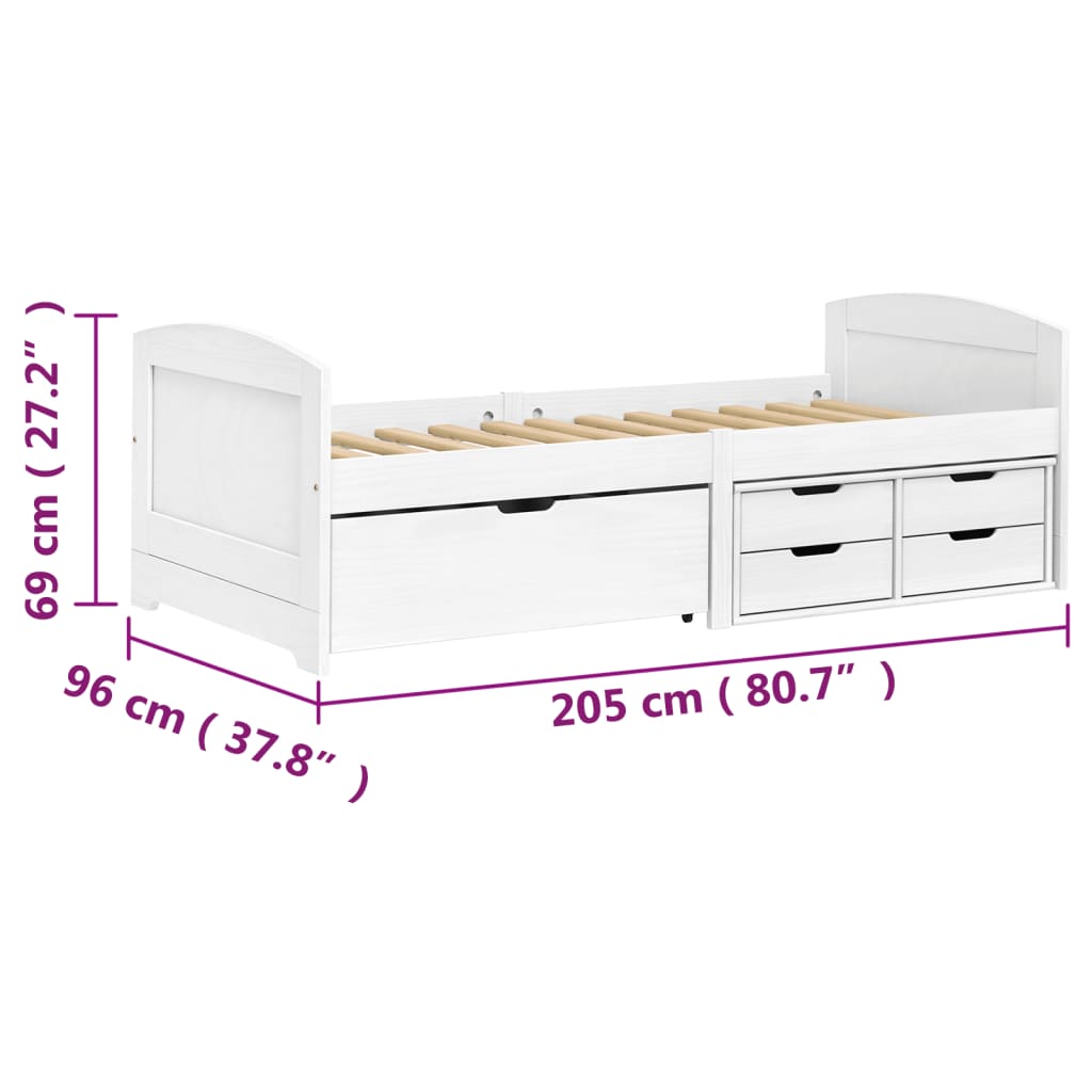 vidaXL Day Bed with 5 Drawers without Mattress "IRUN" White 90x200 cm