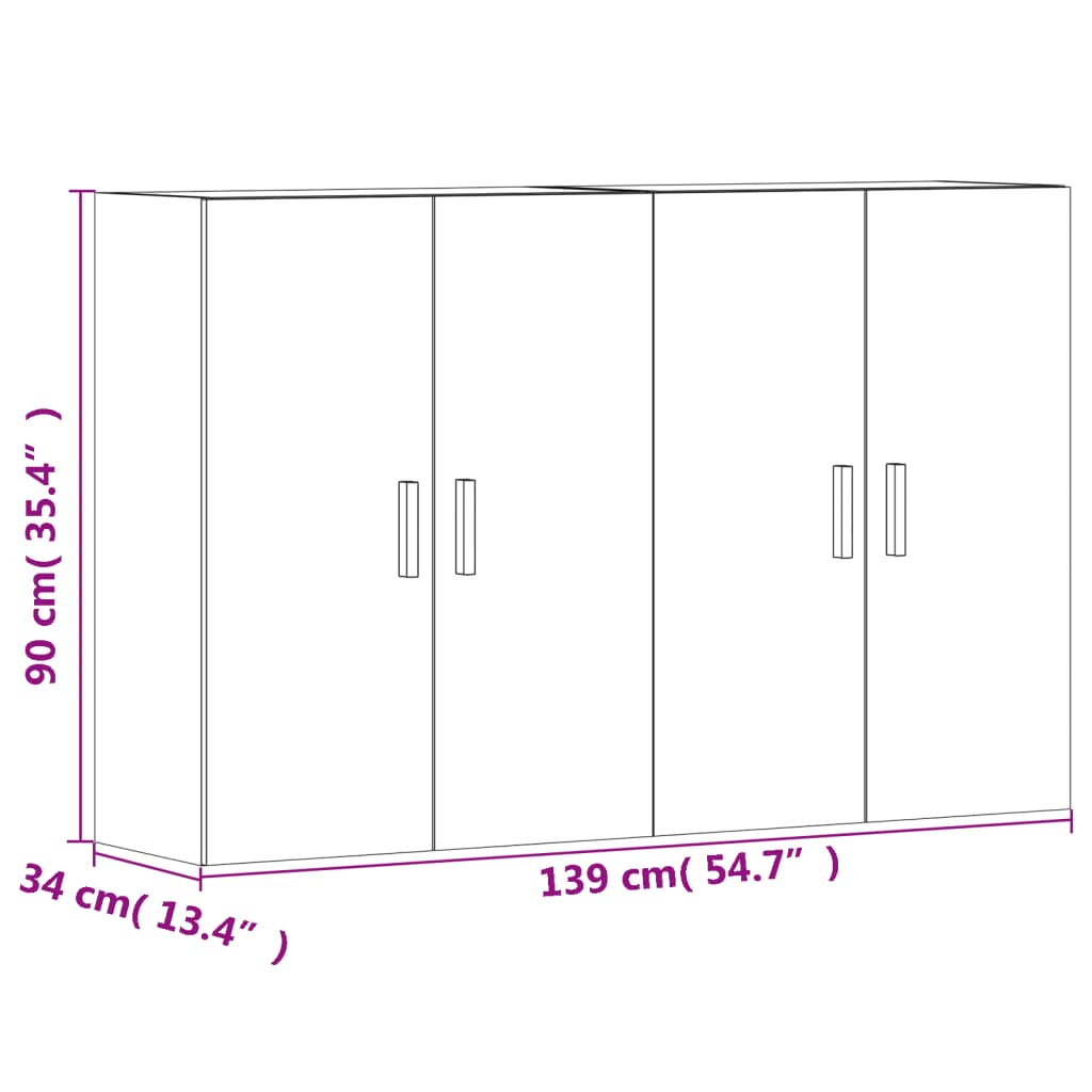 vidaXL Wall Mounted Cabinets 2 pcs Sonoma Oak Engineered Wood