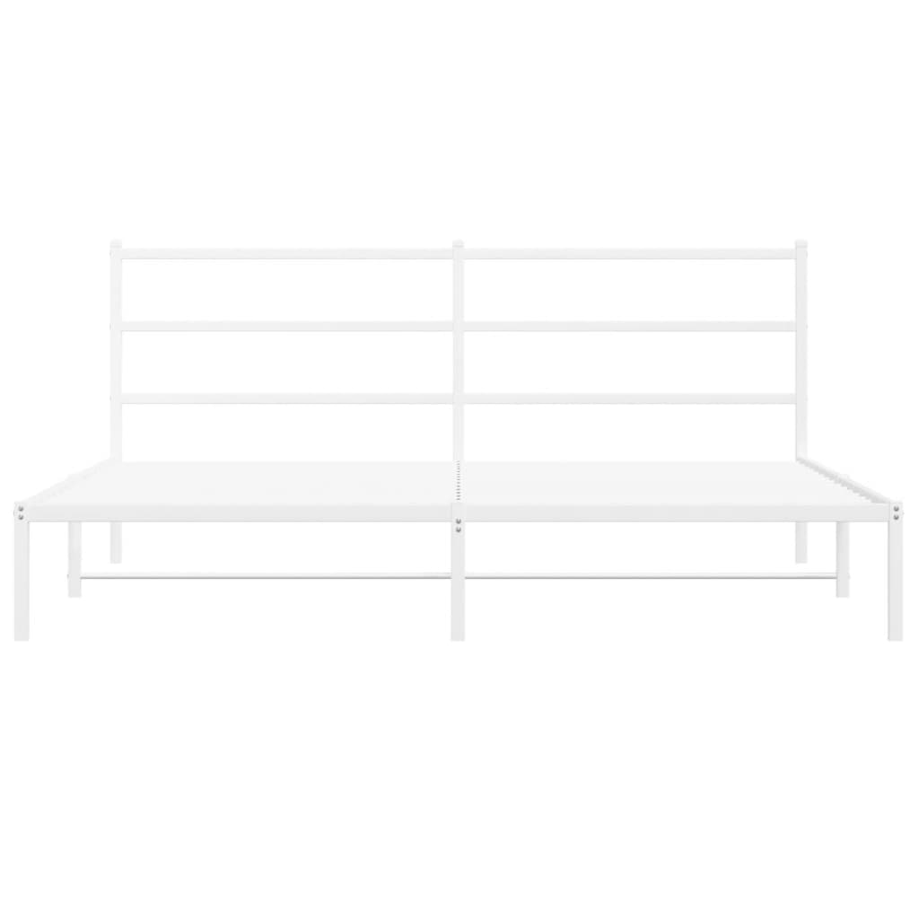 vidaXL Metal Bed Frame without Mattress with Headboard White 193x203 cm